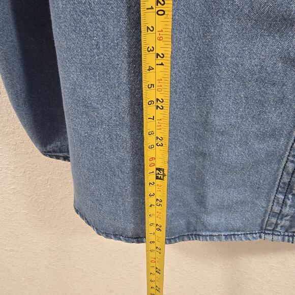 Vintage Cabin Creek Denim Shirt XL Embroidered Palm Trees Seashells Womens Y2K - Picture 10 of 12